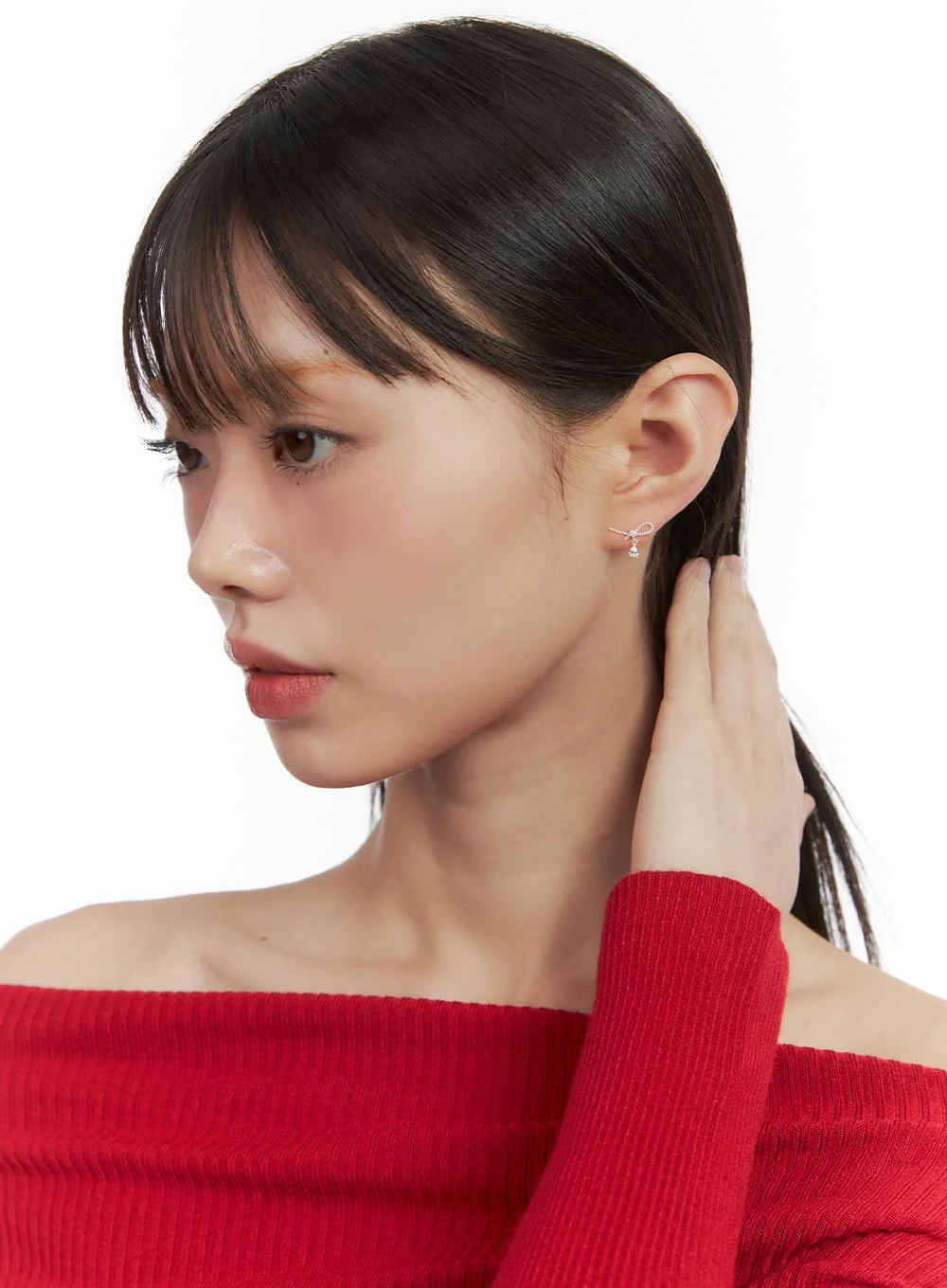 Simple Silver Earrings IO418 - Image 2
