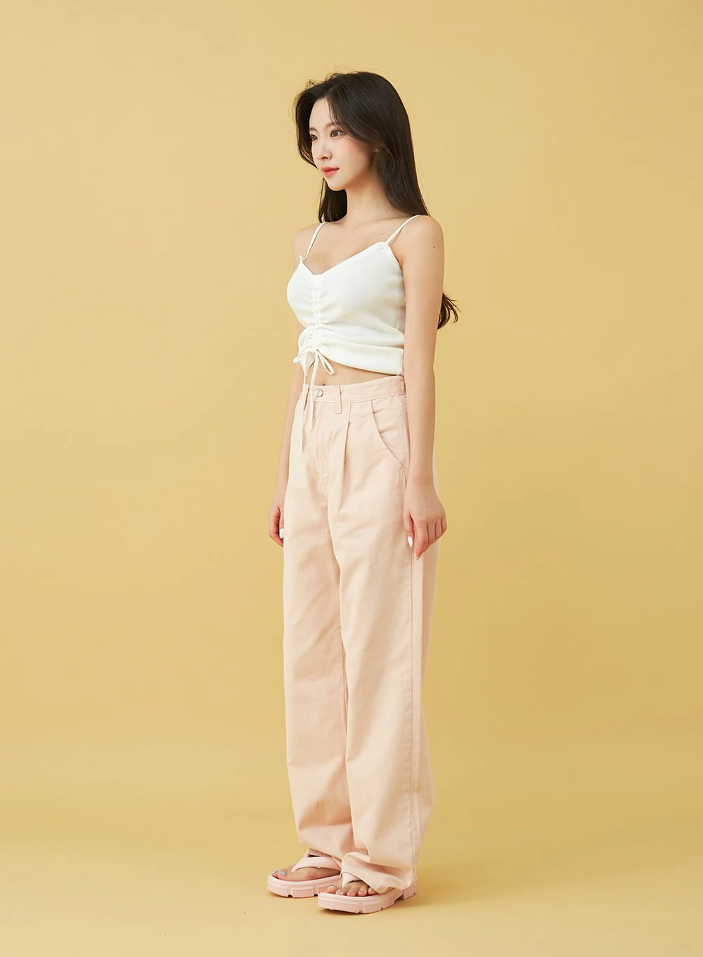 SIngle Pin-tuck Wide Cotton Pants BU13 - Image 18