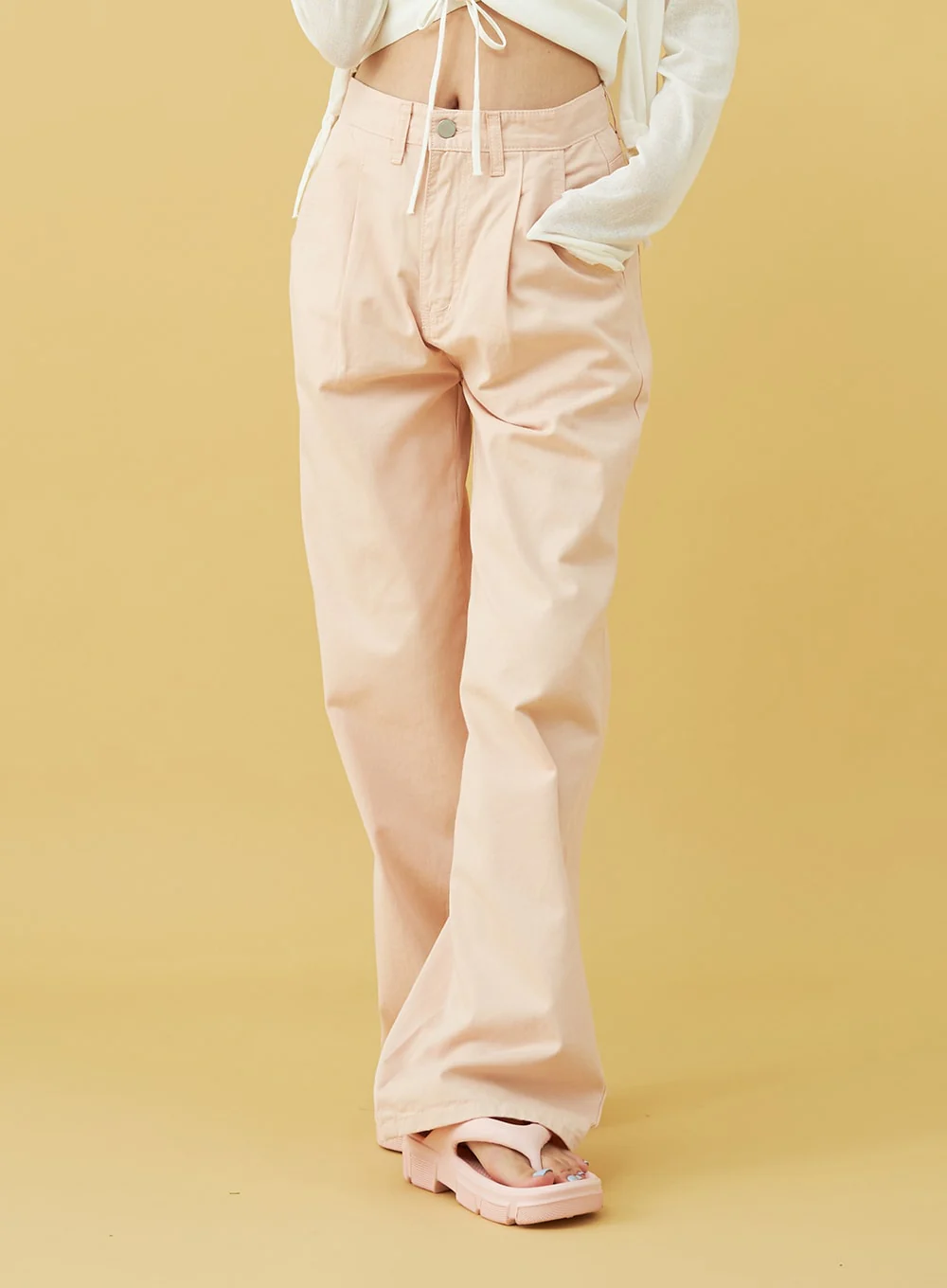 SIngle Pin-tuck Wide Cotton Pants BU13 - Image 2
