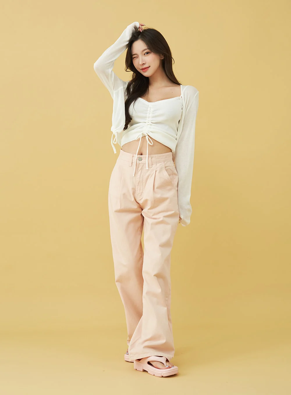SIngle Pin-tuck Wide Cotton Pants BU13 - Image 4