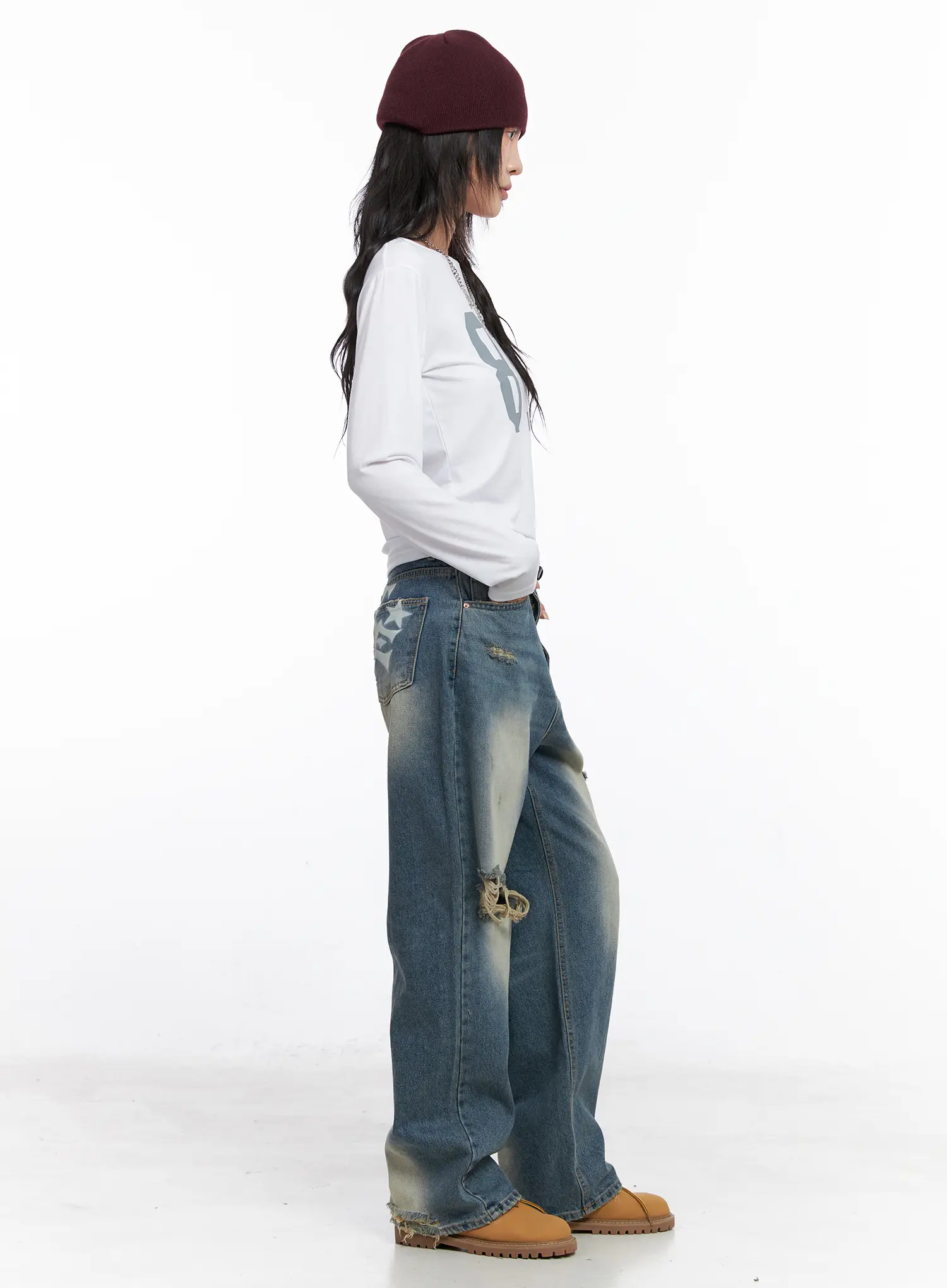 Siya Print Washed Wide-Leg Jeans CO508 - Image 7