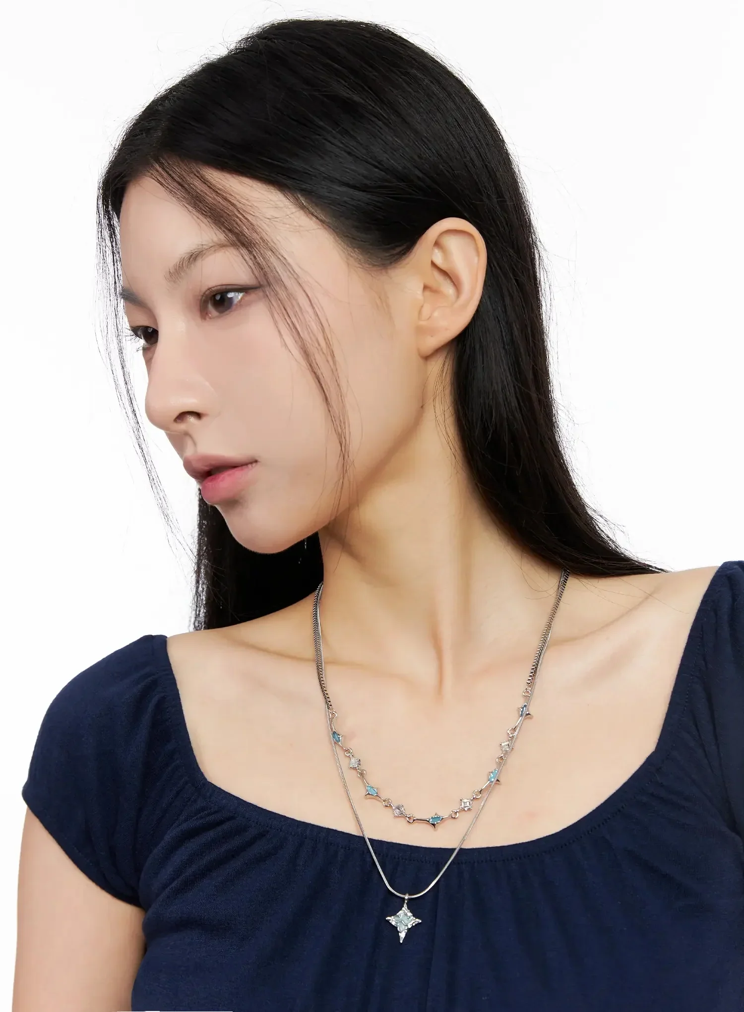 Sky Beaded Layered Necklace IG512 - Image 2