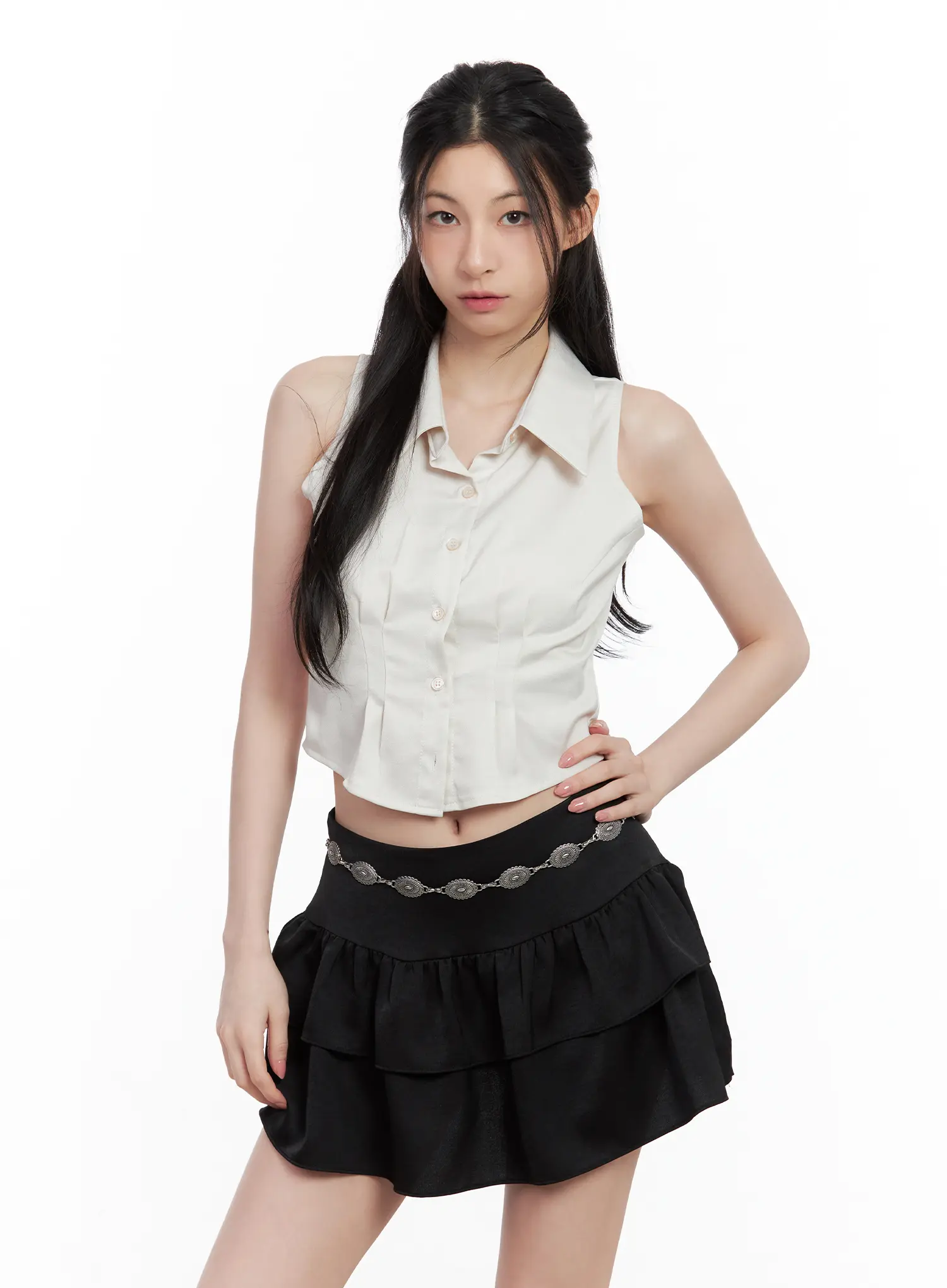 Sleeveless Collared Blouse CU530 - Image 11