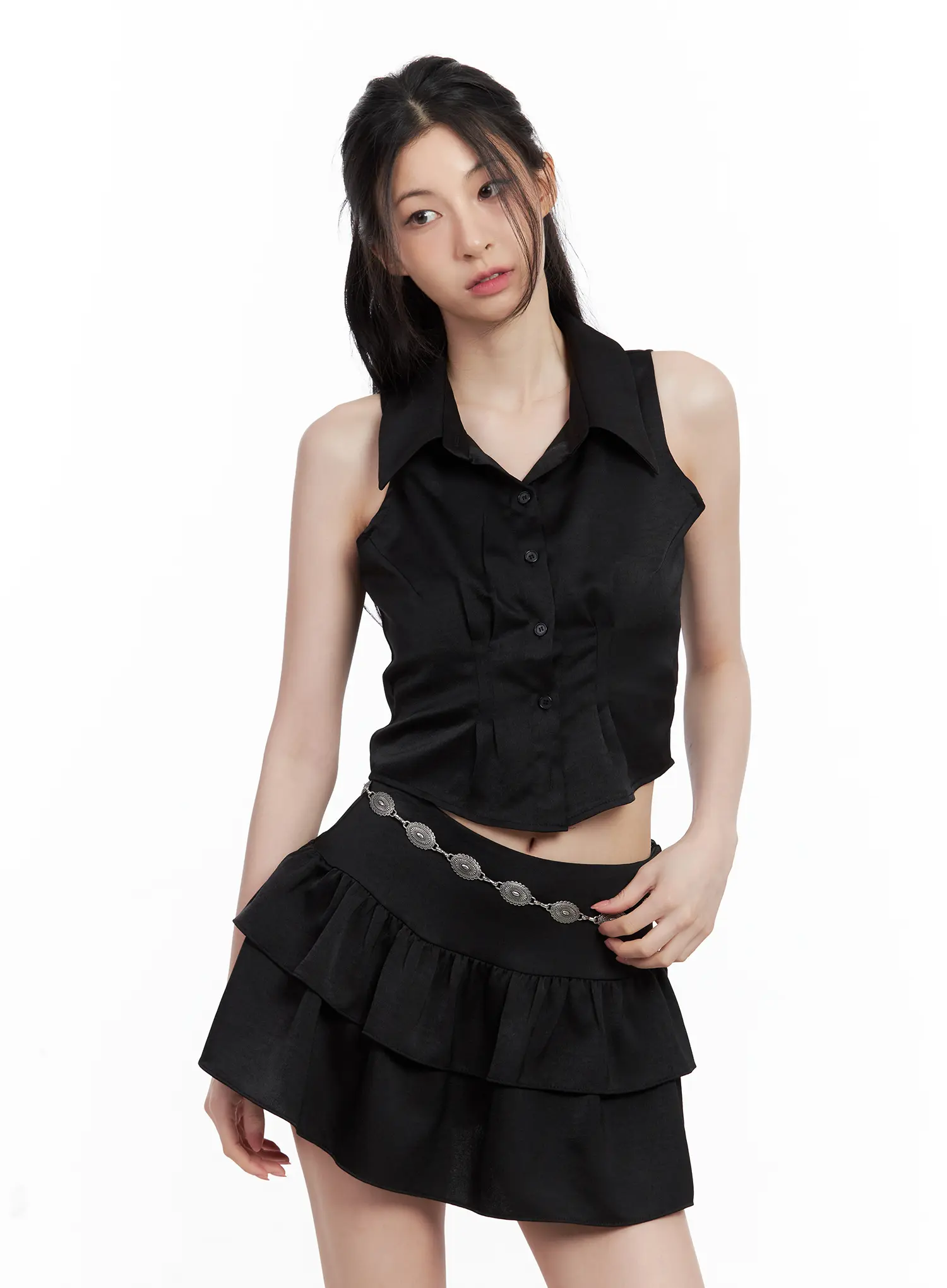 Sleeveless Collared Blouse CU530 - Image 12