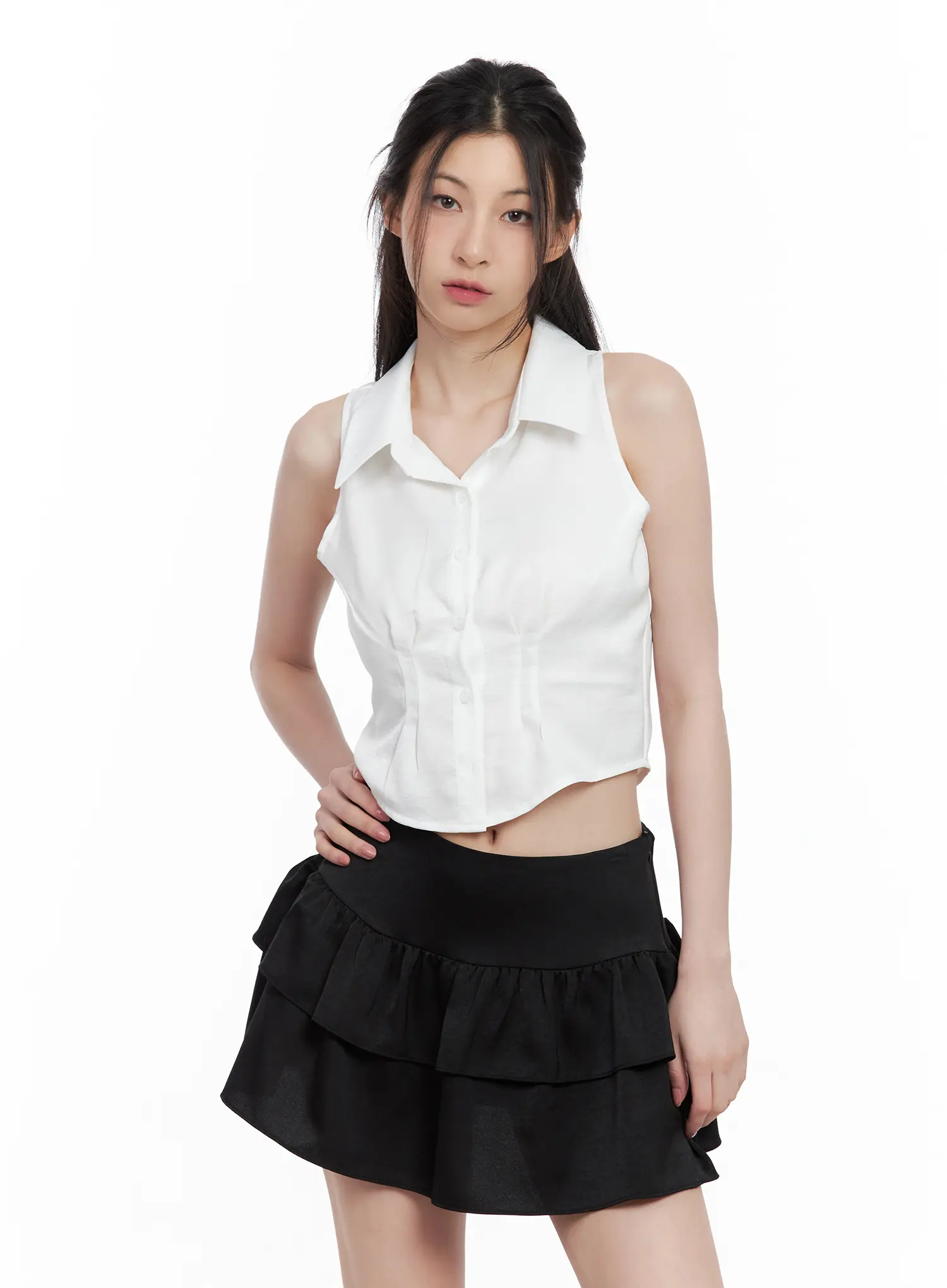 Sleeveless Collared Blouse CU530 - Image 2