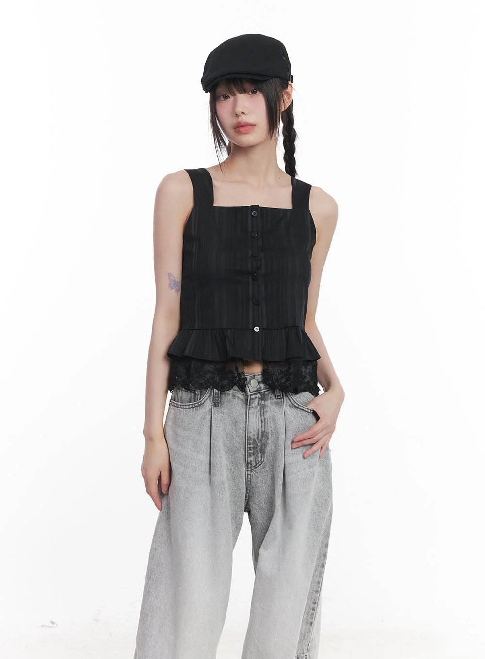 Sleeveless Lace Cropped Blouse CU506 - Image 2