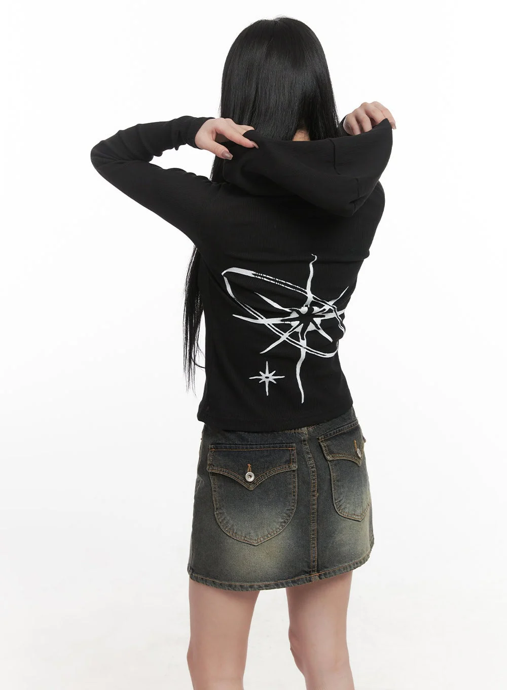 Slim-Fit Back Graphic Half-Zip Hoodie CJ517 - Image 6