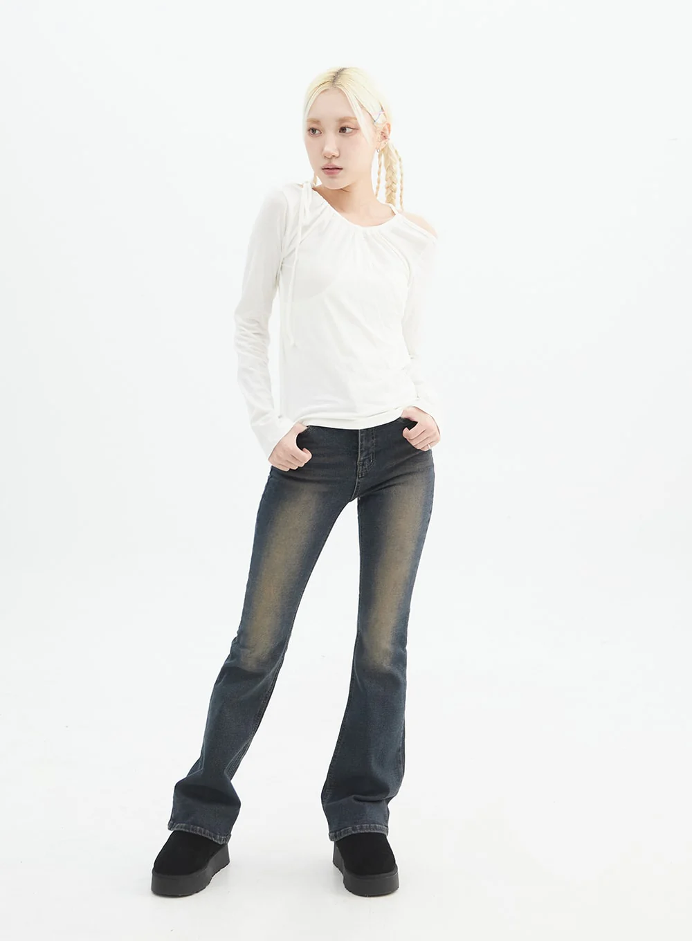Slim Fit Boot Cut Jeans IN327 - Image 3