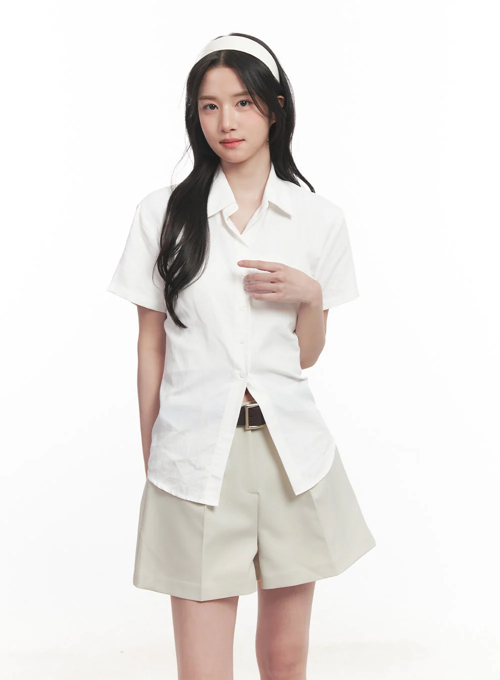 Slim-Fit Buttoned Half-Sleeve Shirt CA510 - Image 13