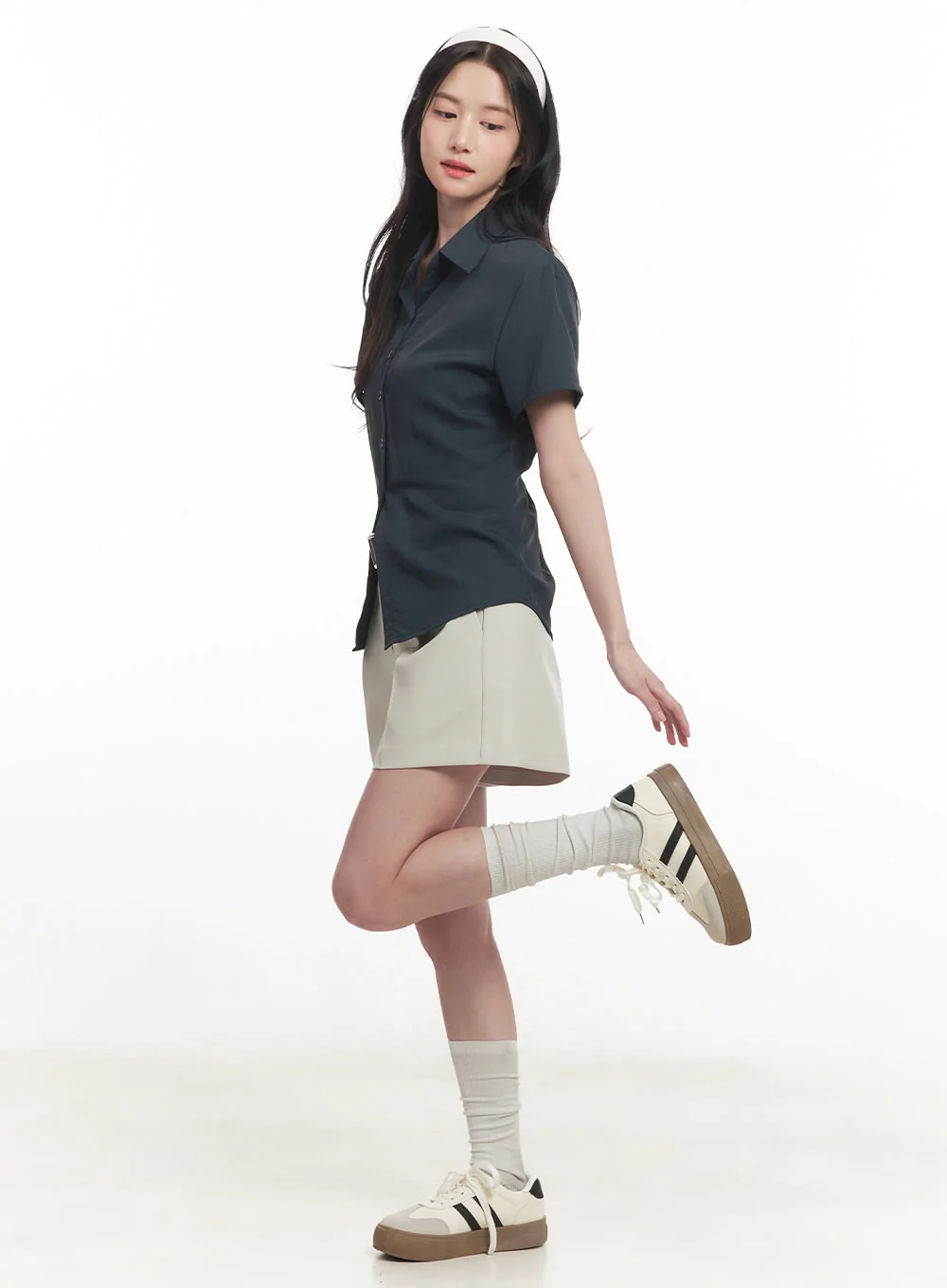 Slim-Fit Buttoned Half-Sleeve Shirt CA510 - Image 3