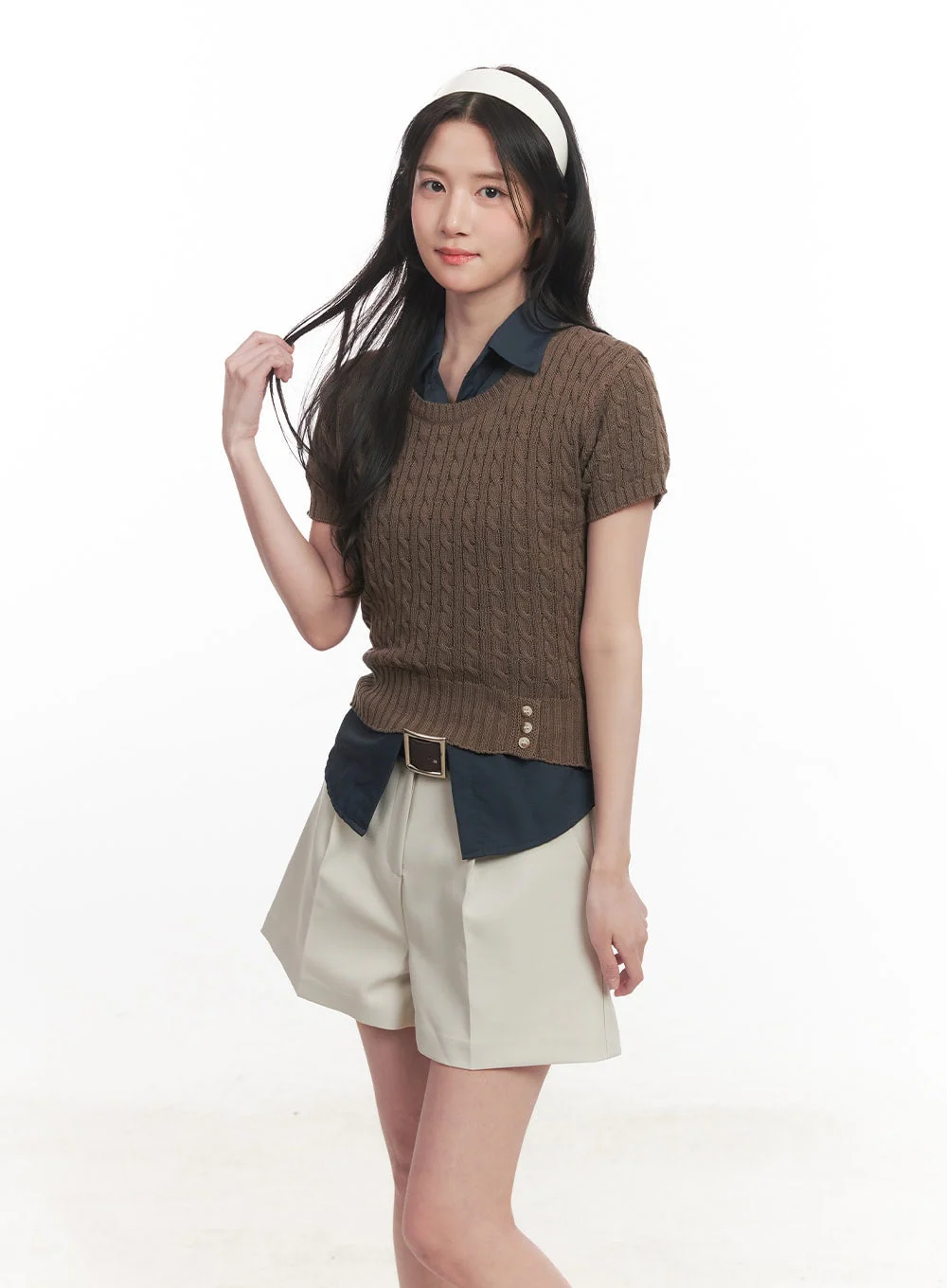 Slim-Fit Buttoned Half-Sleeve Shirt CA510 - Image 5