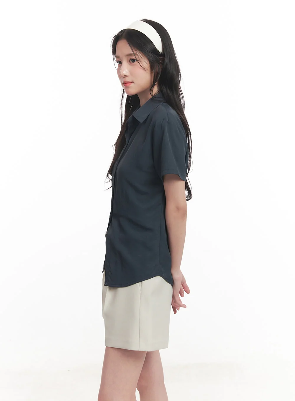 Slim-Fit Buttoned Half-Sleeve Shirt CA510 - Image 6