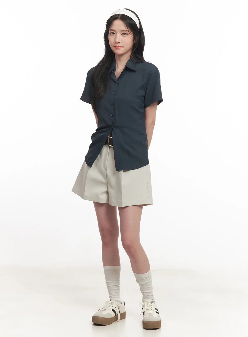 Slim-Fit Buttoned Half-Sleeve Shirt CA510 - Image 8