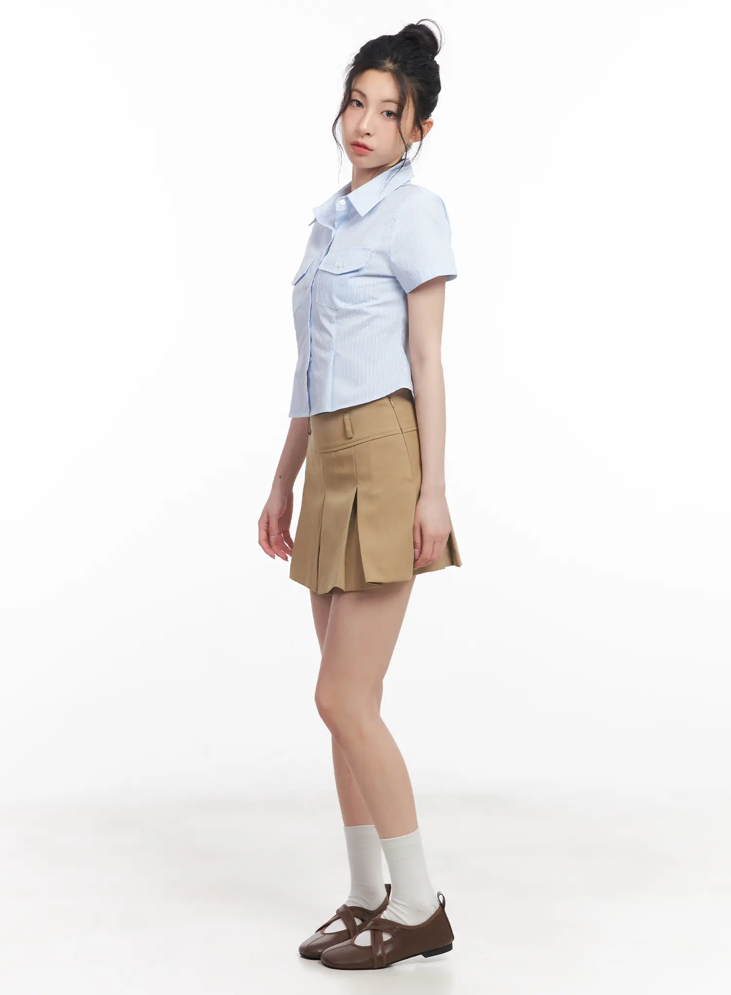 Slim-Fit Cropped Button-Up Shirt CU511 - Image 5