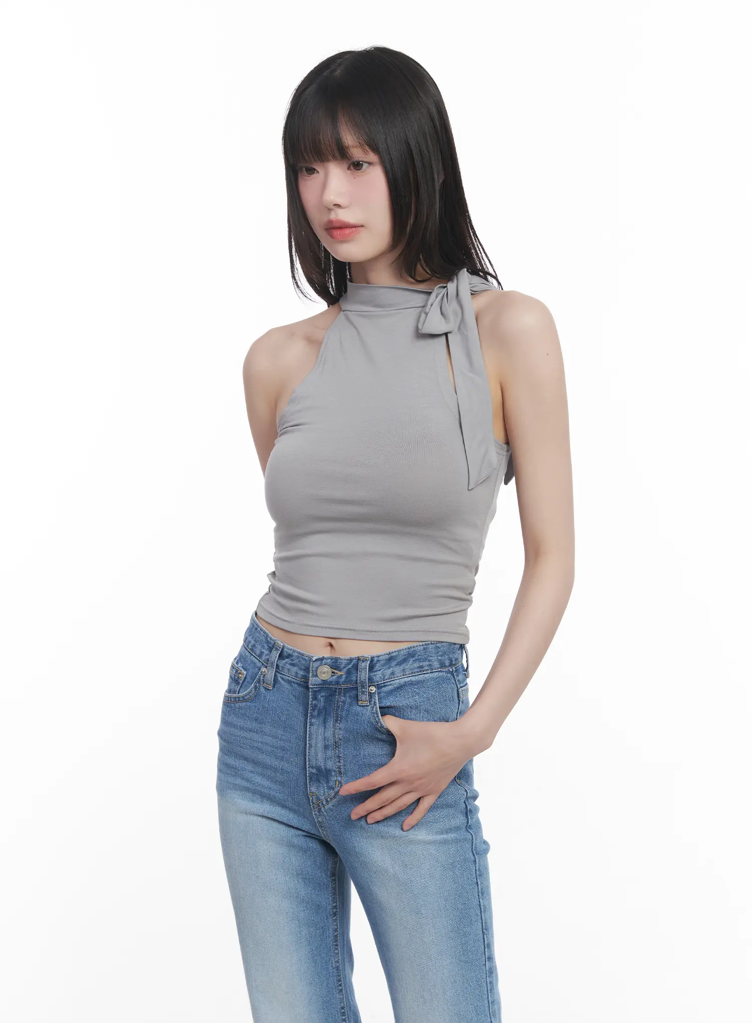 Slim-Fit Halter-Tie Tank Top CU520 - Image 2