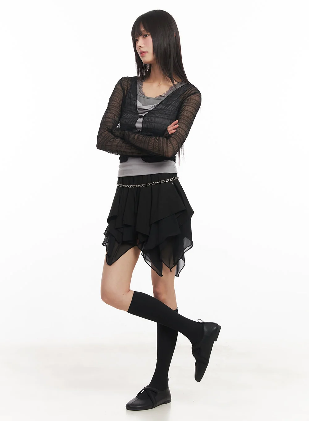 Slim-Fit Layered Lace Tank Top CA523 - Image 2