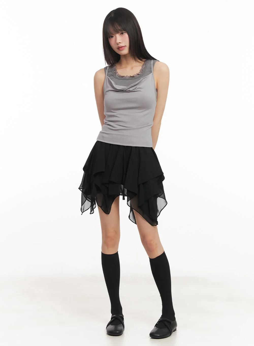 Slim-Fit Layered Lace Tank Top CA523 - Image 6