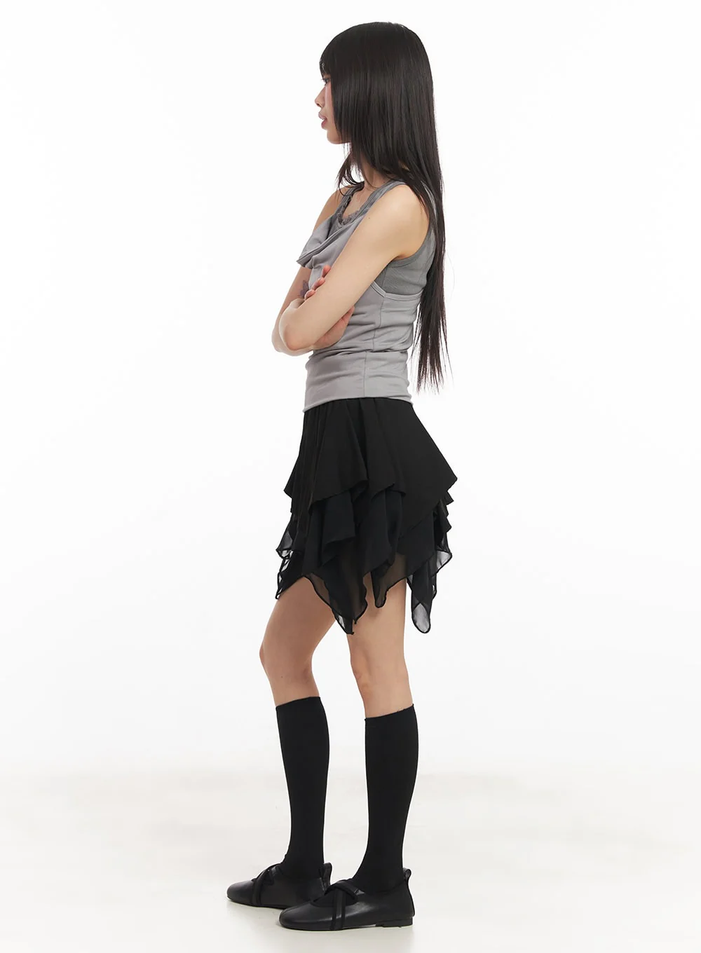 Slim-Fit Layered Lace Tank Top CA523 - Image 7