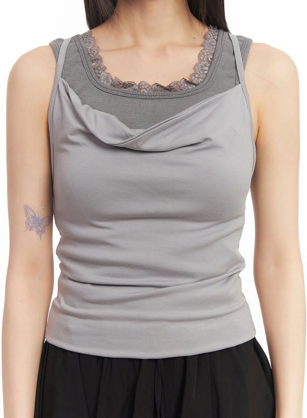 Slim-Fit Layered Lace Tank Top CA523 - Image 9