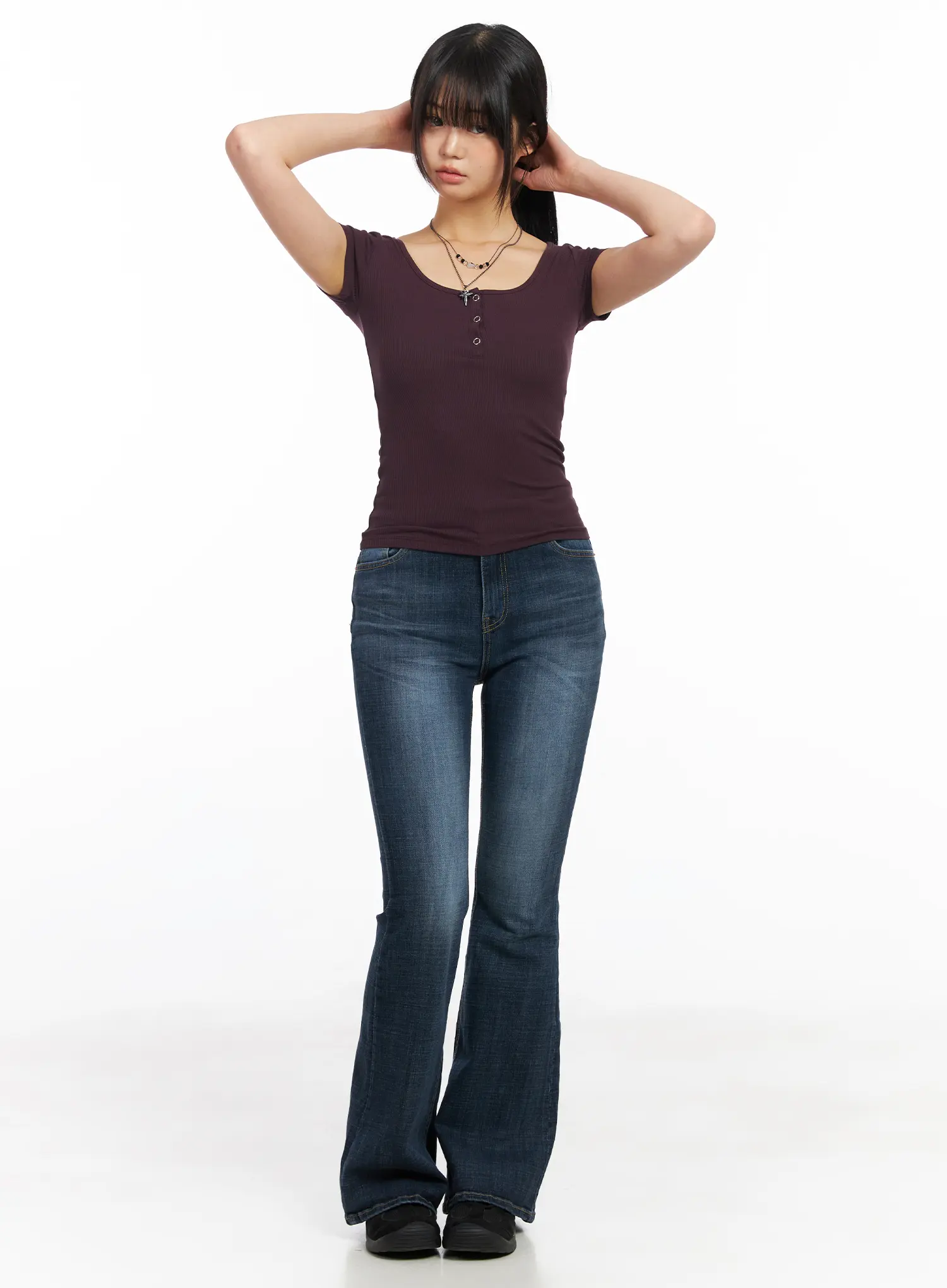 Slim-Fit Ribbed Button Tee CF506 - Image 2