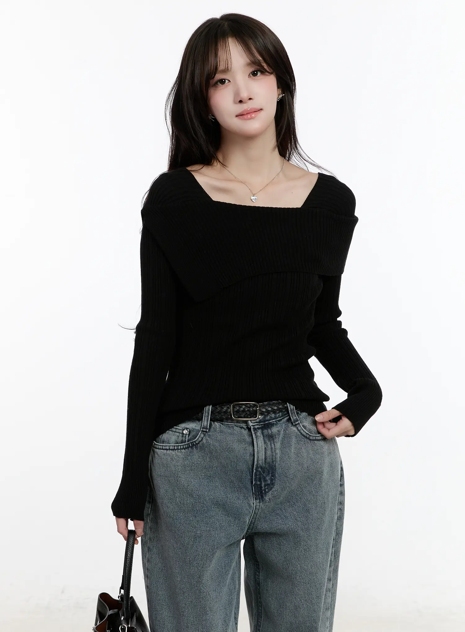 Slim Fit Ribbed Long Sleeve Knit Top CM510