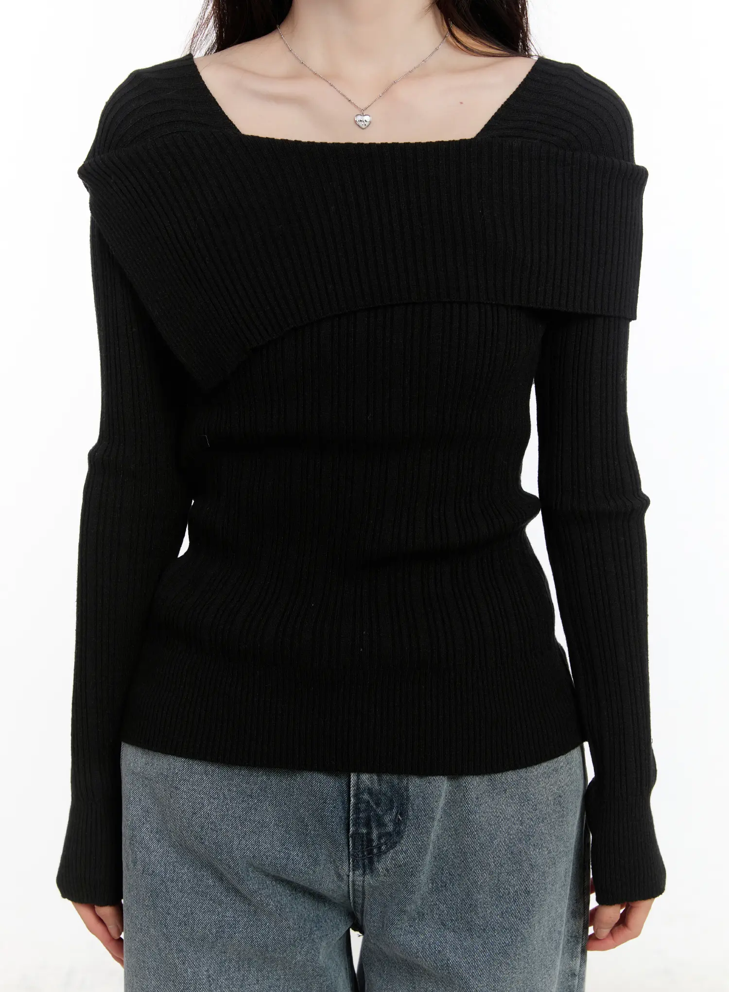Slim Fit Ribbed Long Sleeve Knit Top CM510 - Image 4