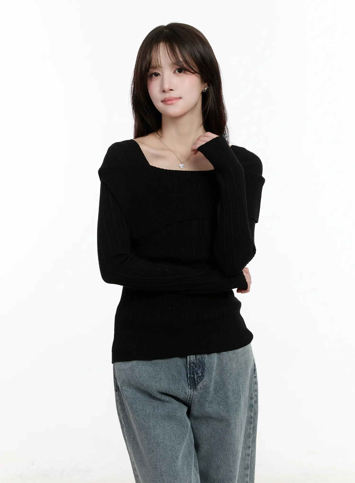Slim Fit Ribbed Long Sleeve Knit Top CM510 - Image 6