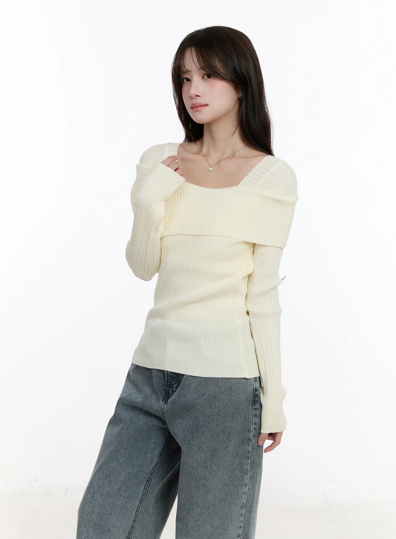Slim Fit Ribbed Long Sleeve Knit Top CM510 - Image 7