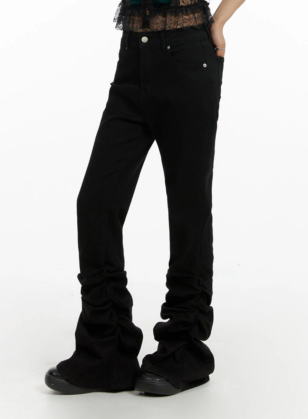 Slim Fit Shirred Bootcut Pants CF429 - Image 3