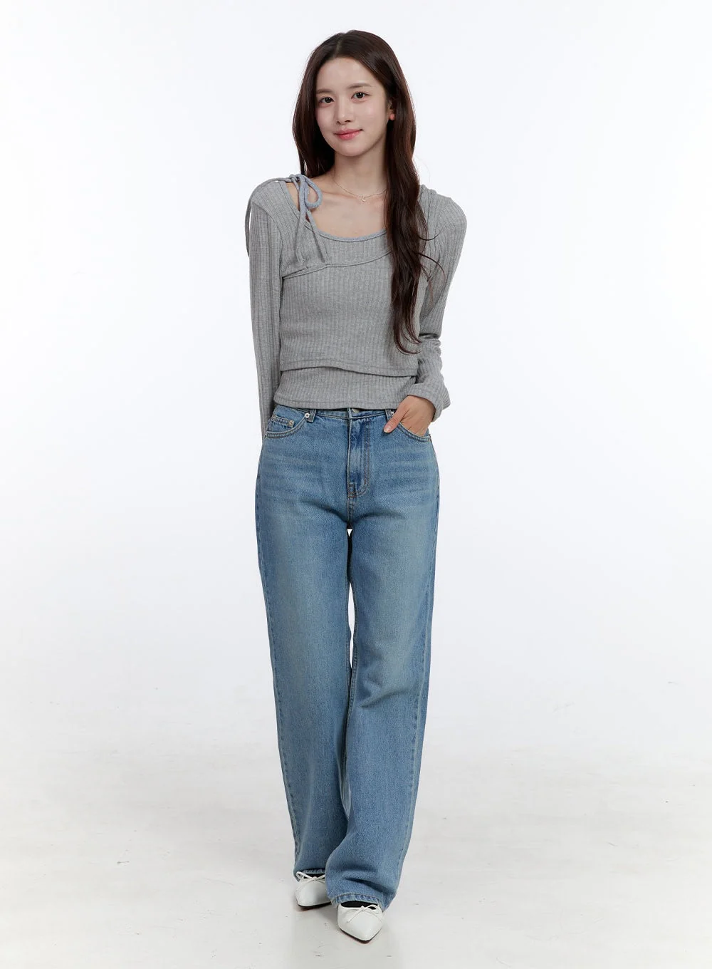 Slim Fit Strap Long Sleeve Set OO407 - Image 2
