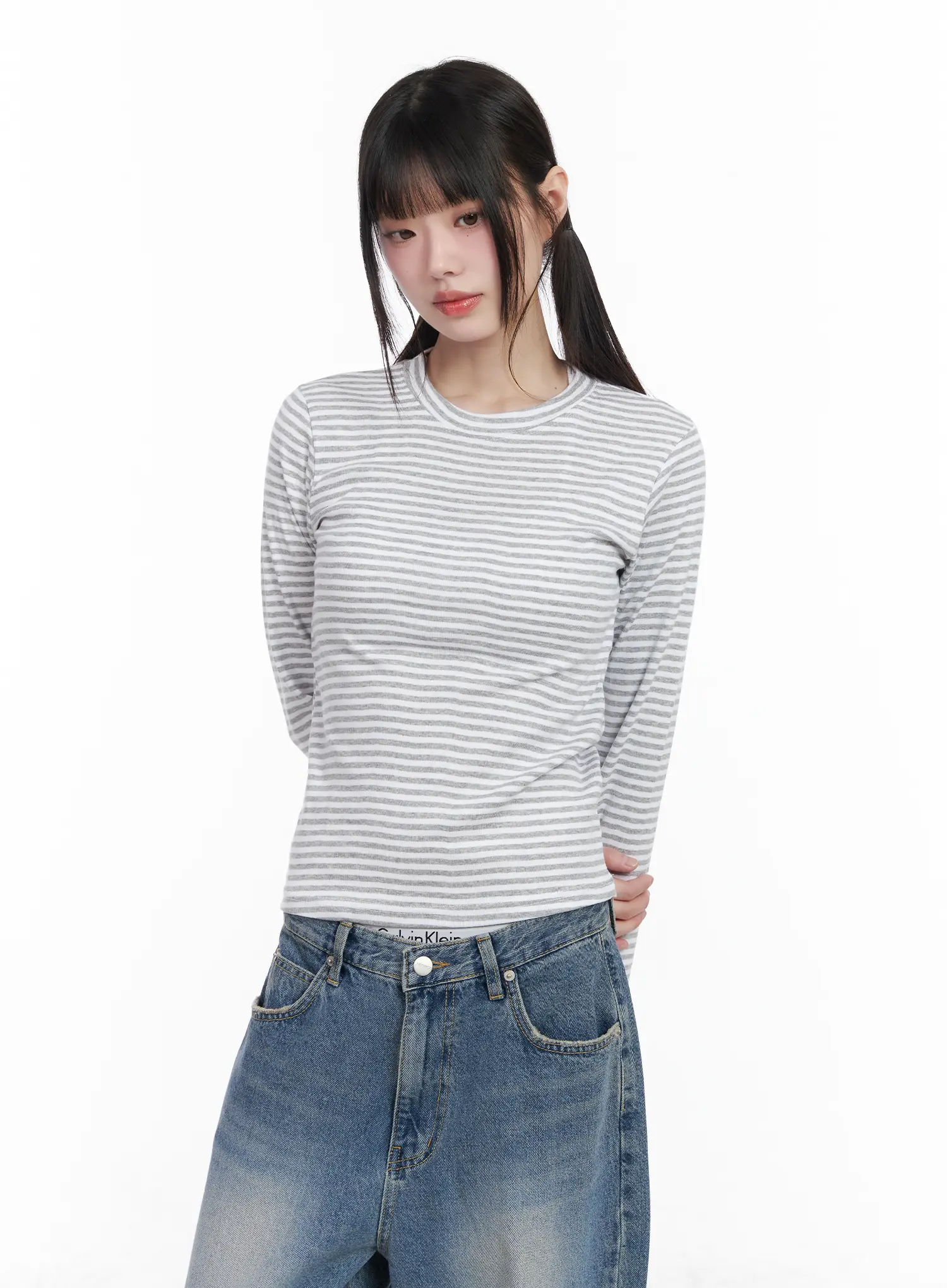 Slim-Fit Striped Long Sleeve Tee CM526 - Image 2