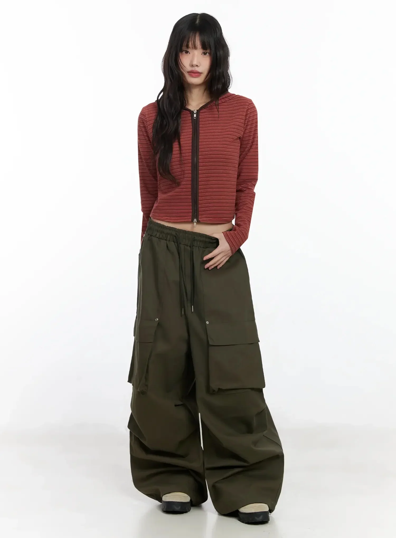 Slim Fit Striped Zip-Up Hoodie F516 - Image 8