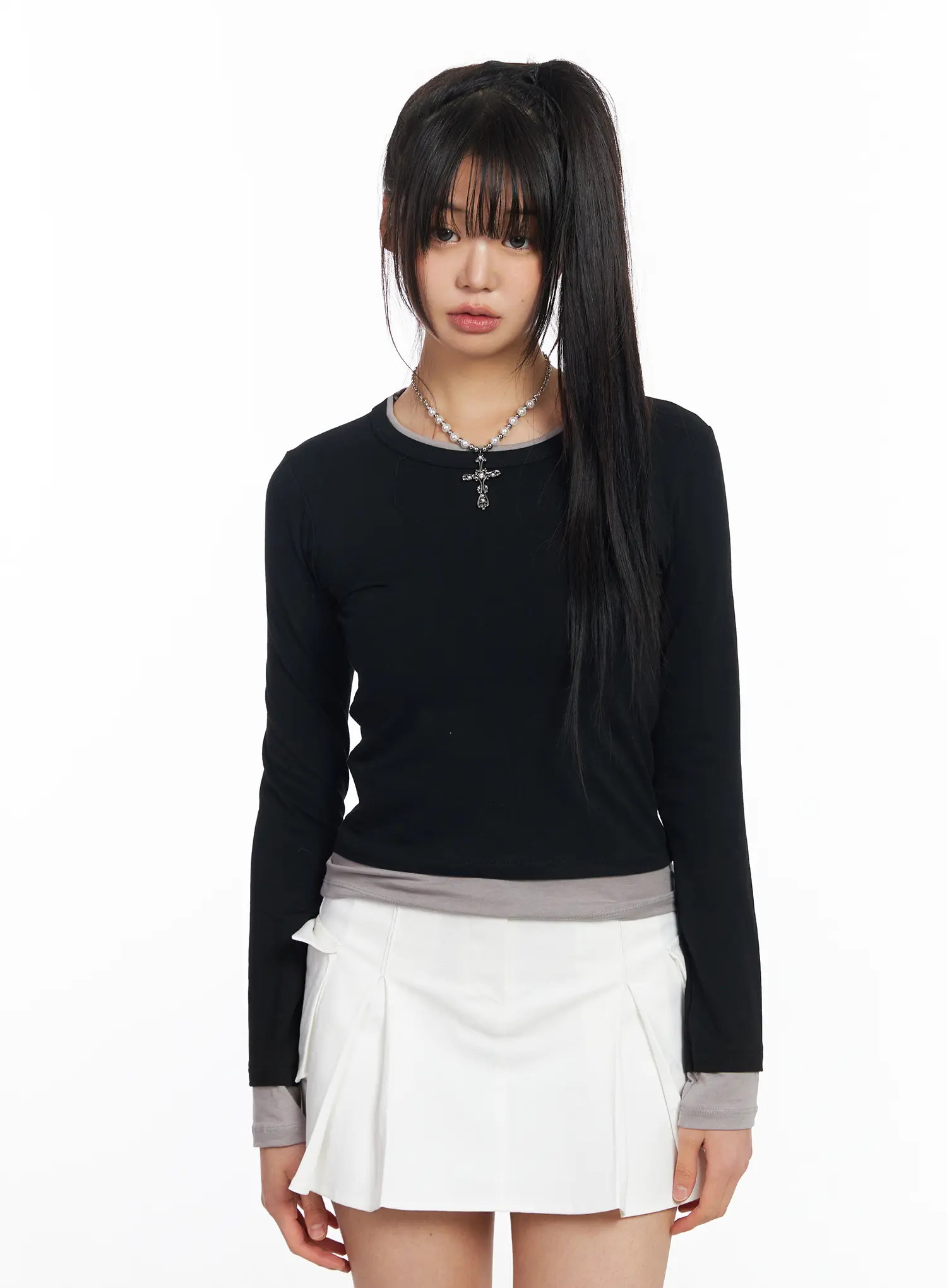 Slim-Fit Two-Tone Long Sleeve Top CF506 - Image 6