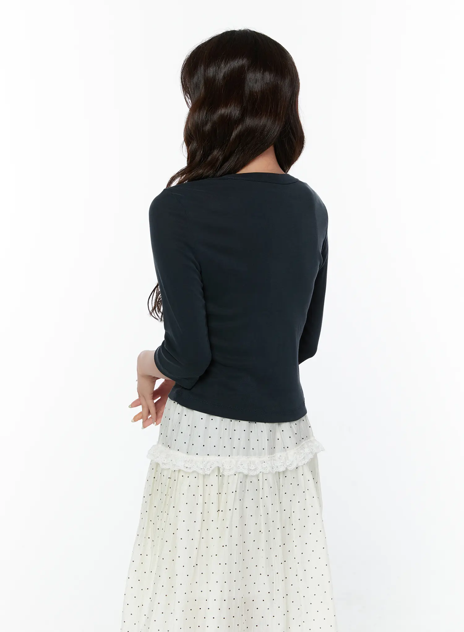 Slim Fit V-Neck Quarter Sleeve Top CY515 - Image 5