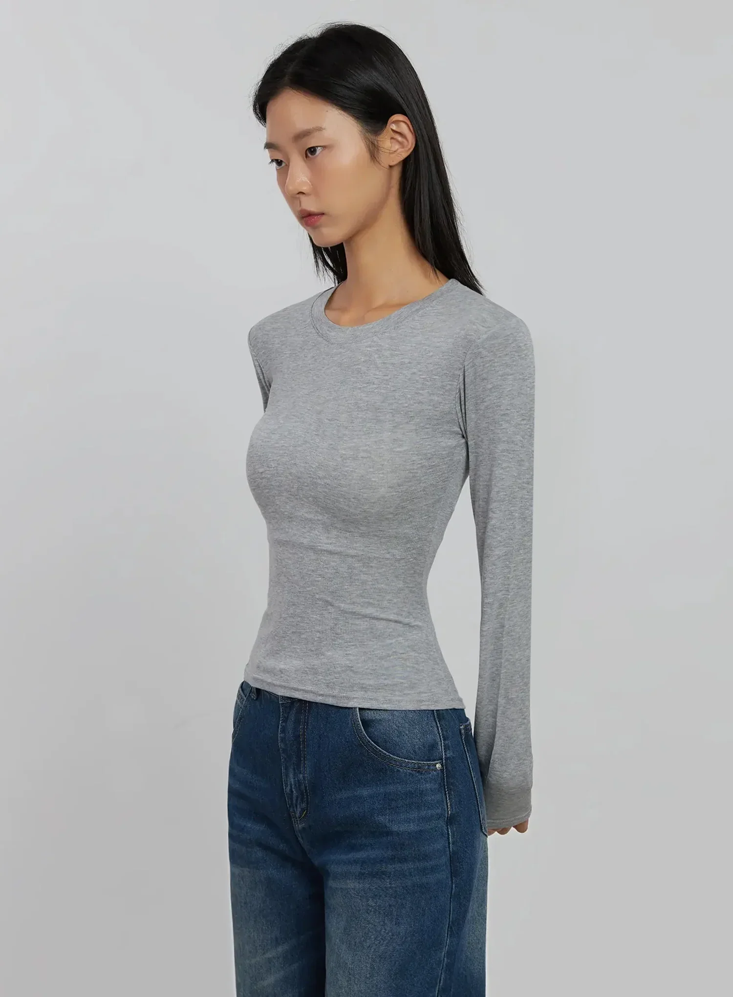 Slim Round Long Sleeve Top IJ508 - Image 11