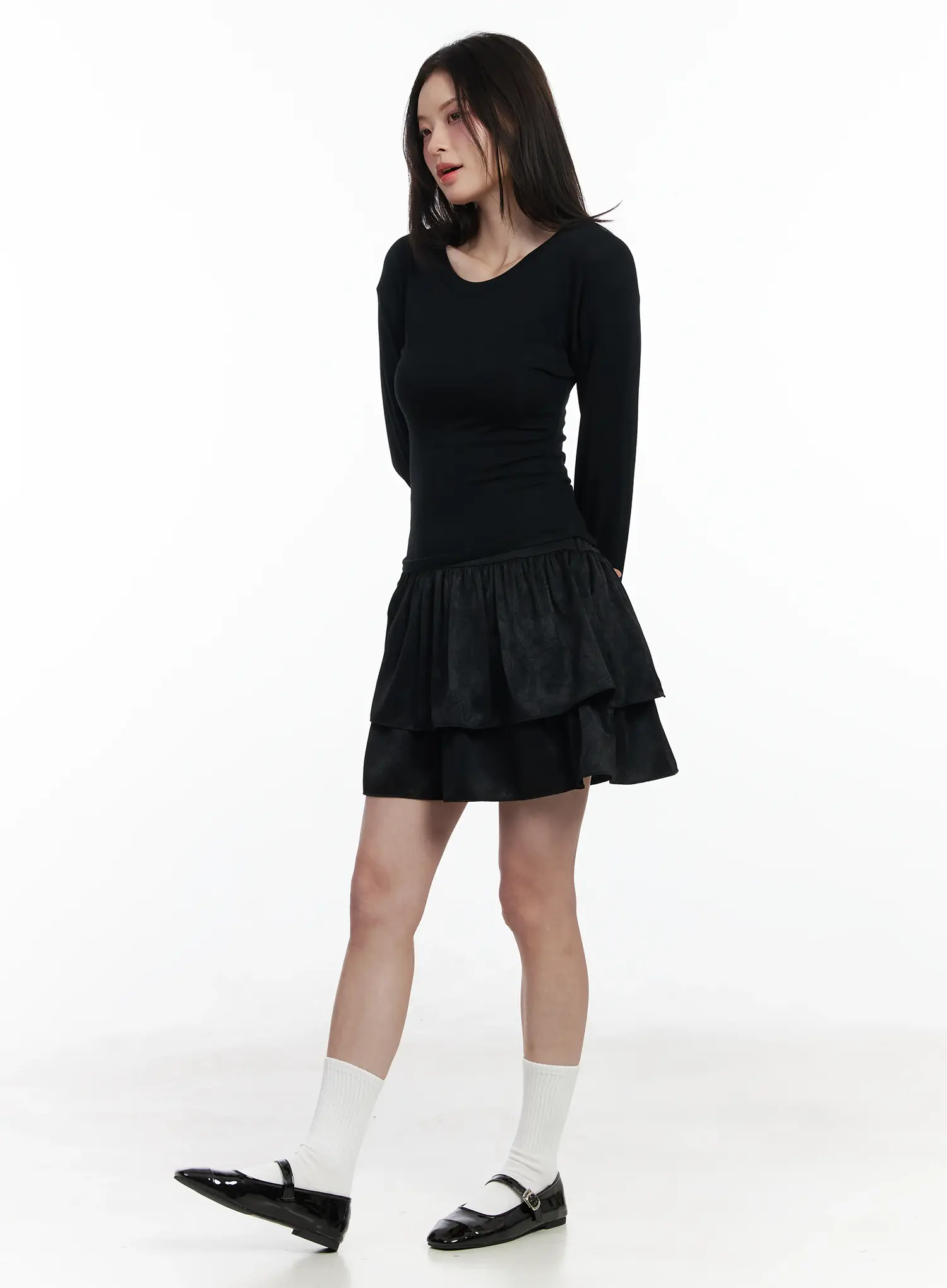 Slim Round Neck Long Sleeve Top IF520 - Image 10