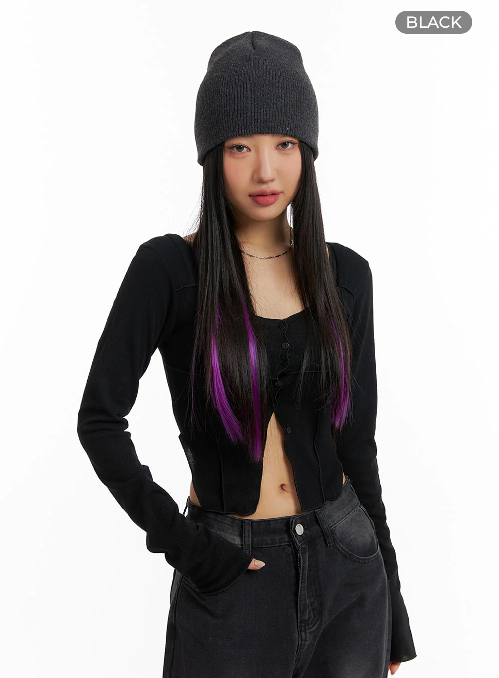Slit Buttoned Crop Top IM405 - Image 10