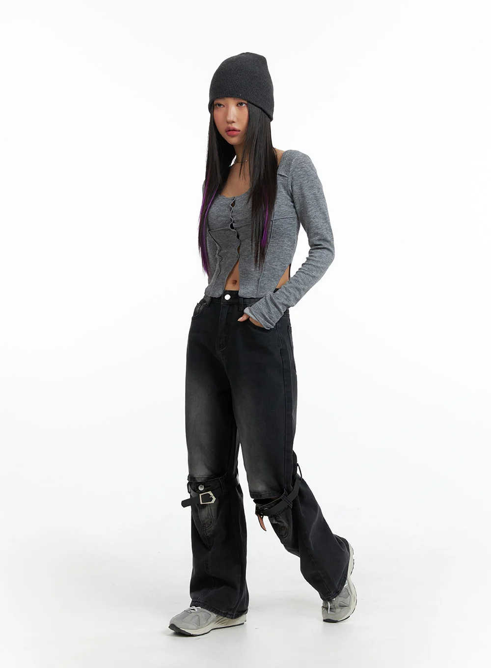 Slit Buttoned Crop Top IM405 - Image 5