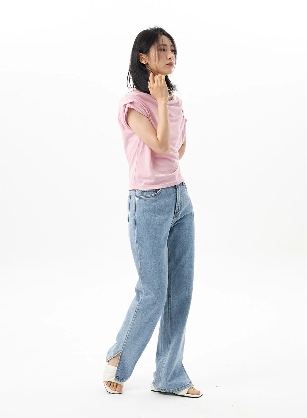 Slit Detail Jeans OU314 - Image 5