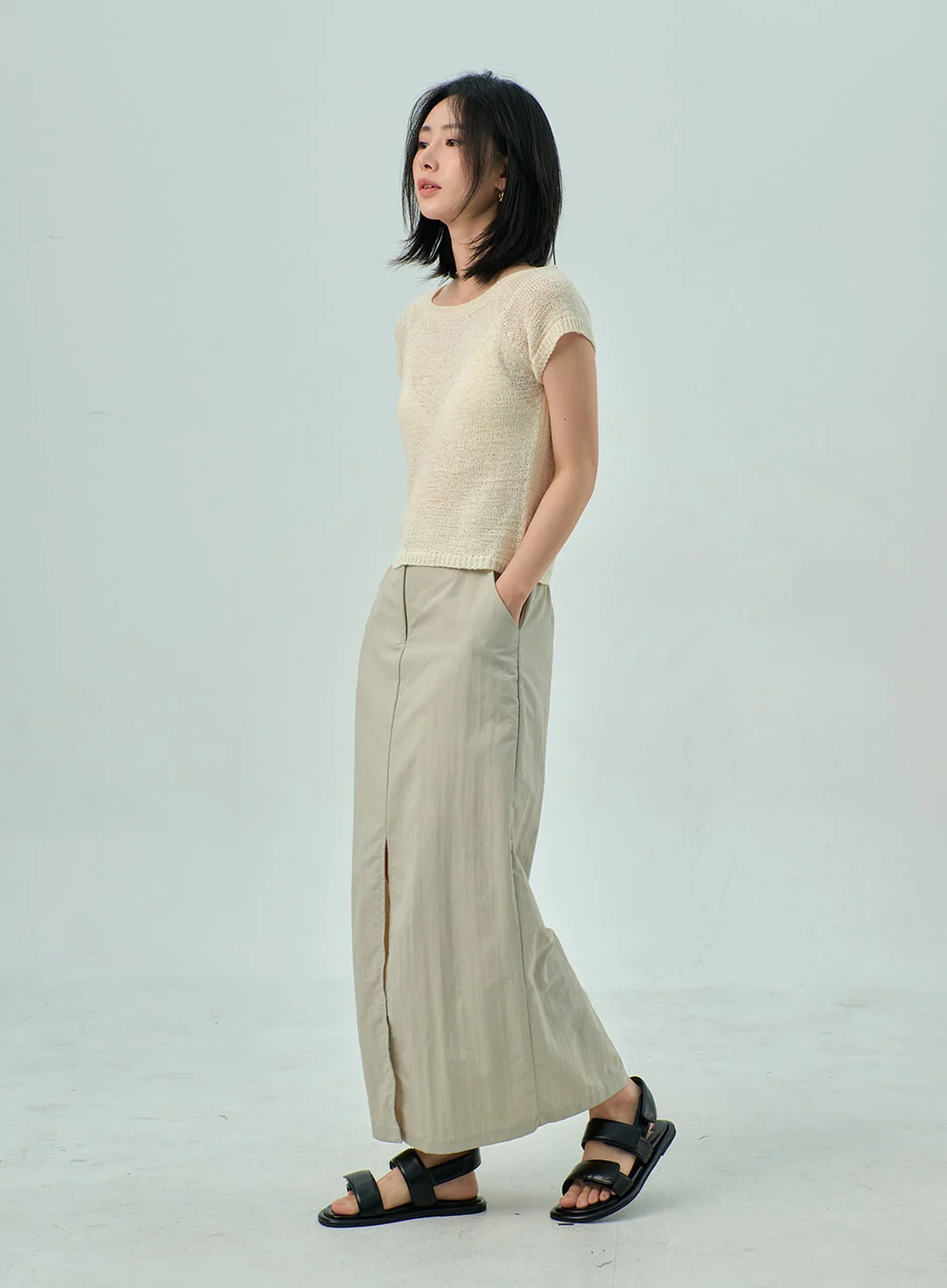 Slit Nylon Maxi Skirt OY310 - Image 6