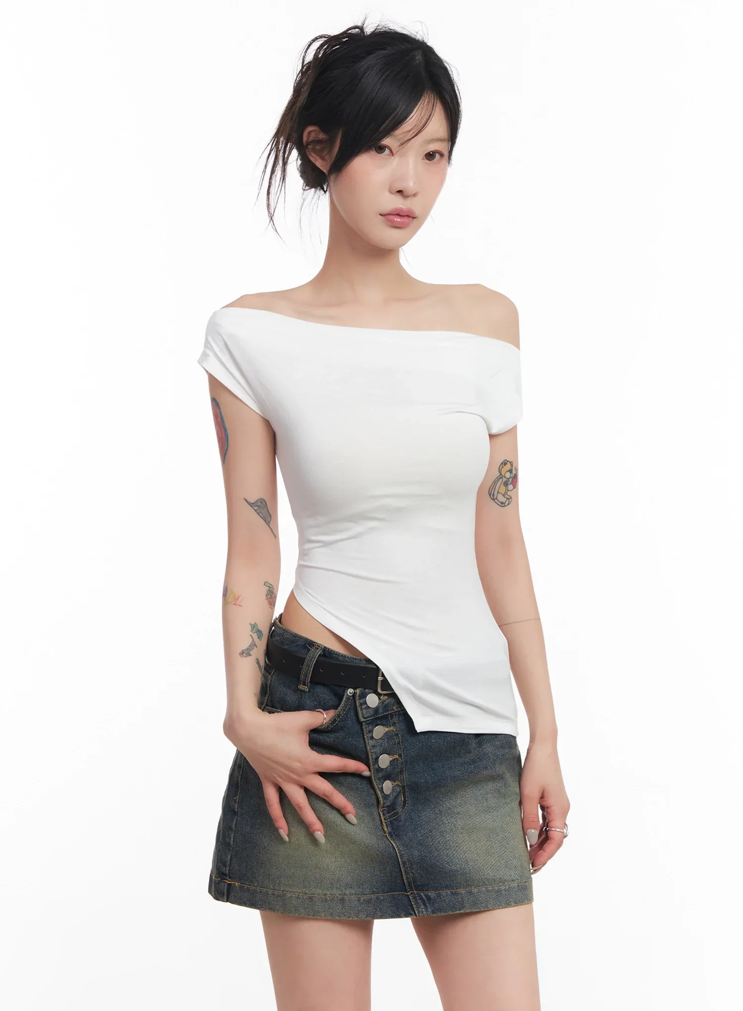 Slit Off-Shoulder Tee IC503 - Image 16