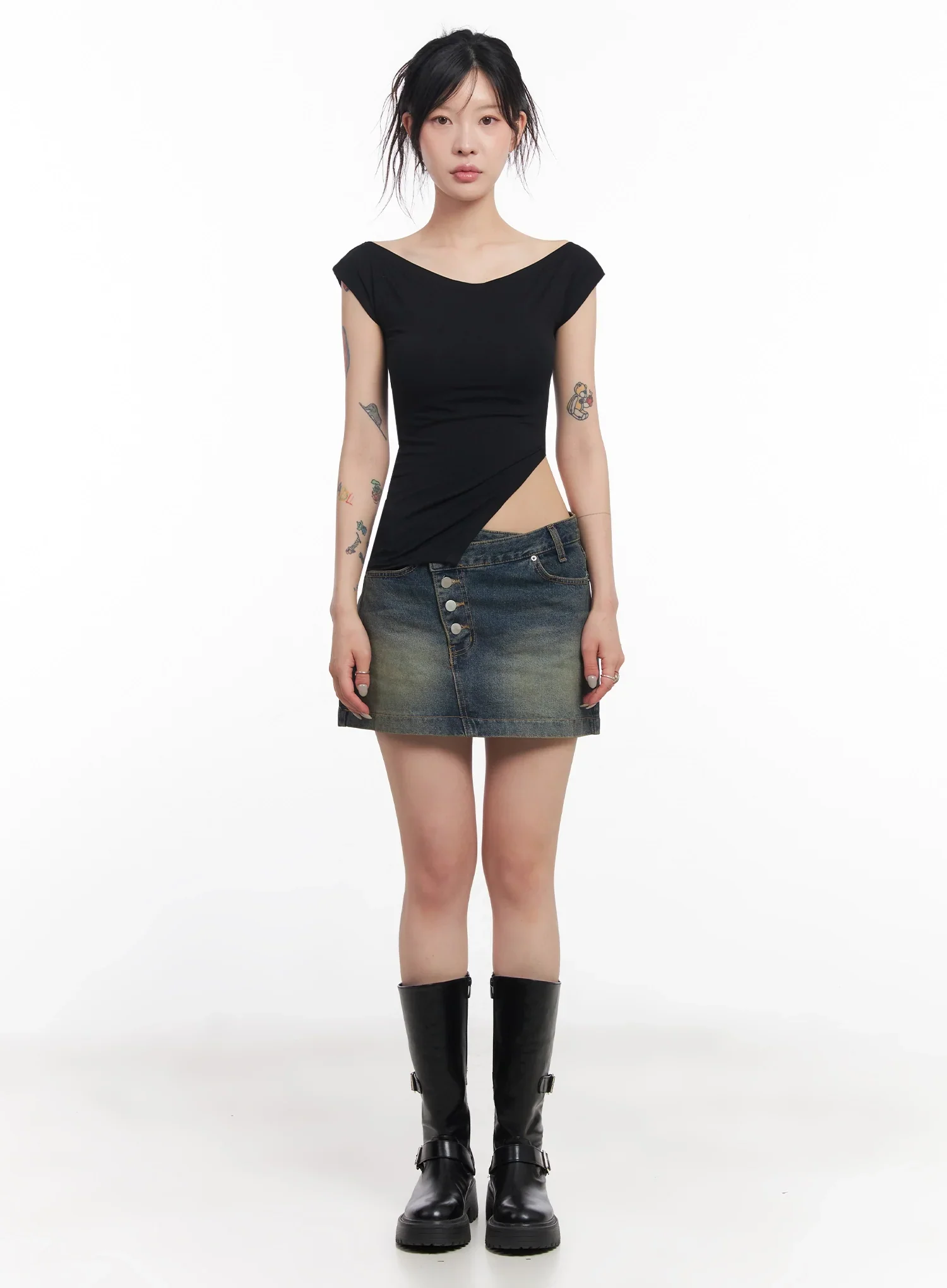 Slit Off-Shoulder Tee IC503 - Image 5