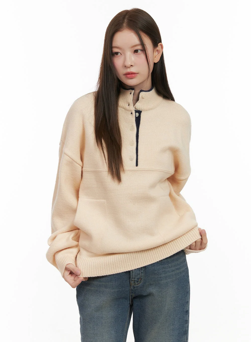 Soft Half Button Sweater OD412 - Image 10