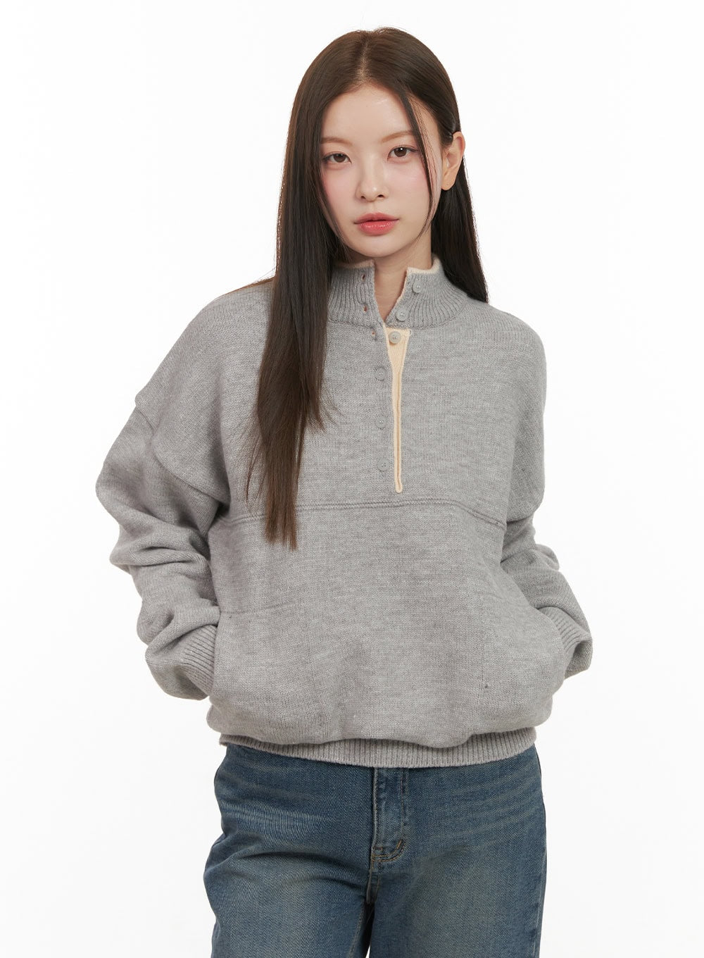 Soft Half Button Sweater OD412 - Image 9