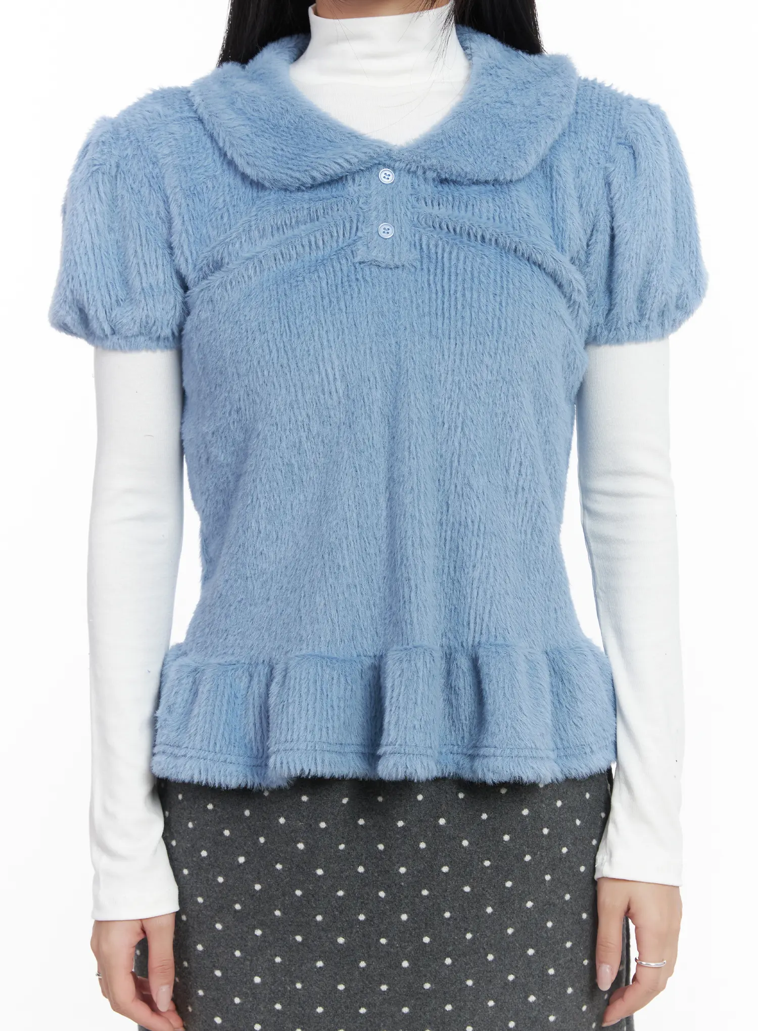 Soft Puff Sleeve Collar Top CD529 - Image 9