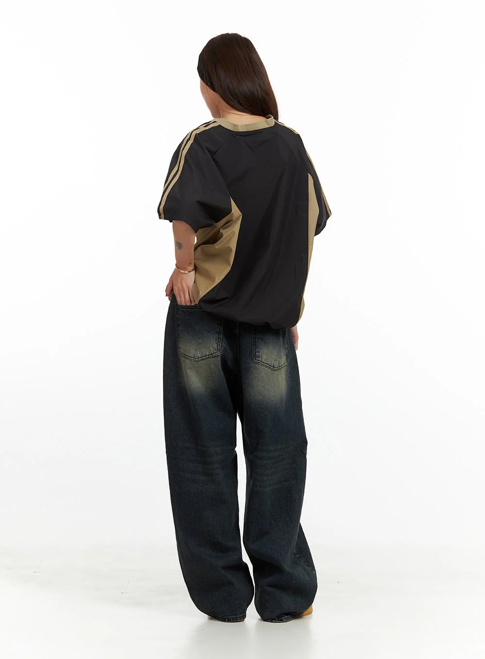 Solid Low Rise Baggy Jeans CU417 - Image 5