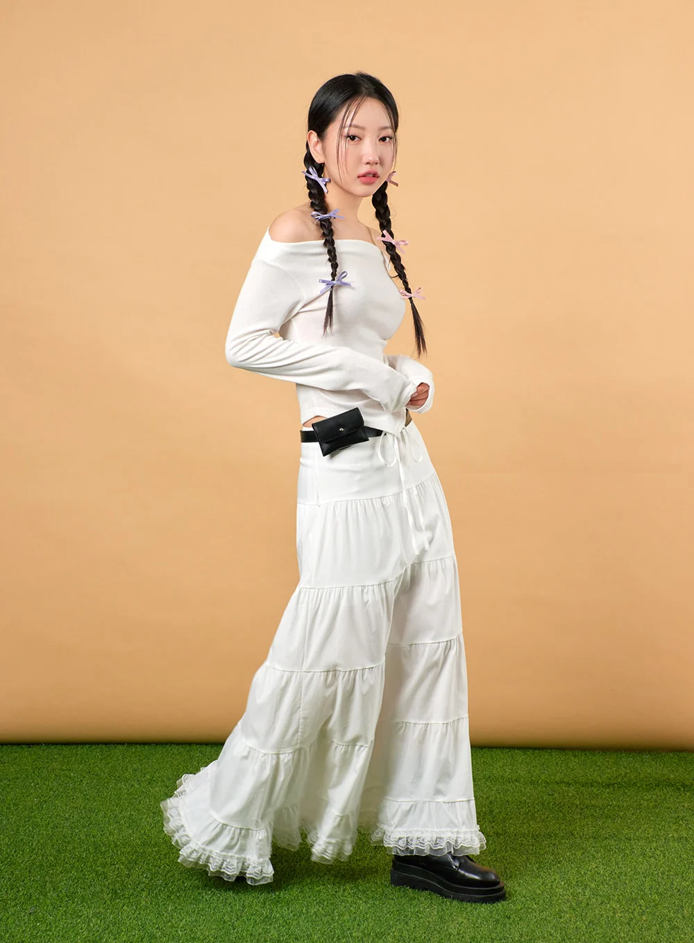 Solid Off-Shoulder Long Sleeve Top IJ430 - Image 4