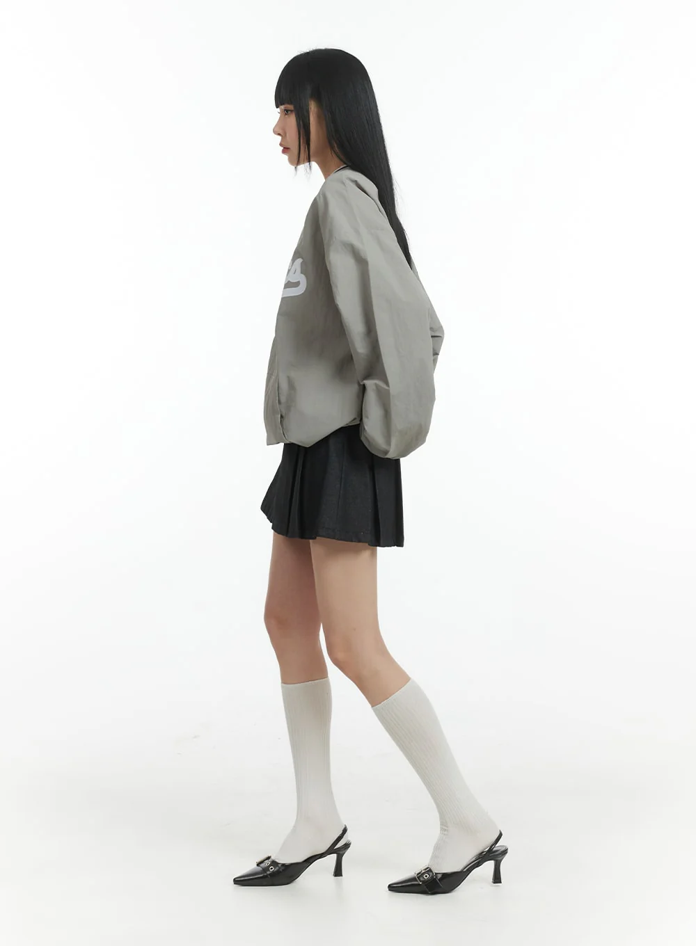 Solid Pleated Denim Mini Skirt IM406 - Image 4