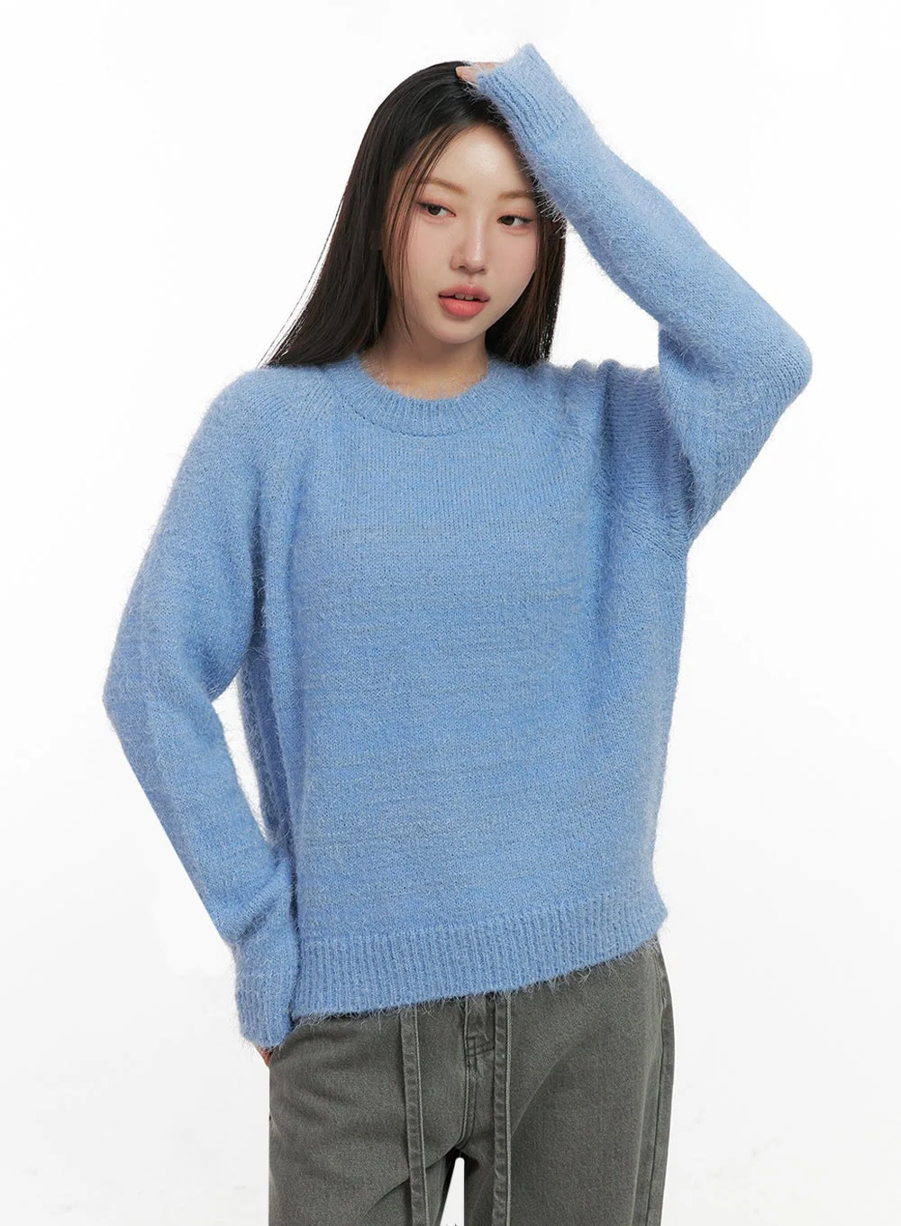 Solid Round Neck Knit Top IN415 - Image 15