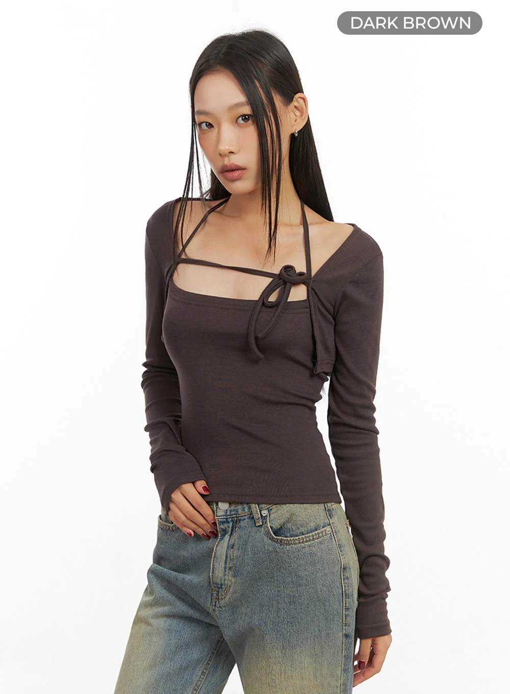 Solid Strap Bolero Cardigan and Cami Set IS427 - Image 11